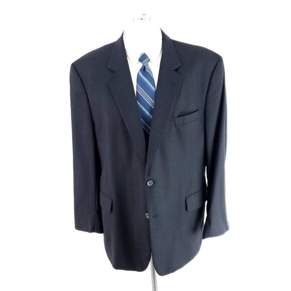 Jos A Bank Wool 2 Button‎ Blazer 44R Or Slim 46R Blue Gray Birdseye Sport Coat - Picture 4 of 11